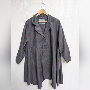 Cheyenne Gray Linen Tunic Top Button Front  Lagenlook Size Small/Medium